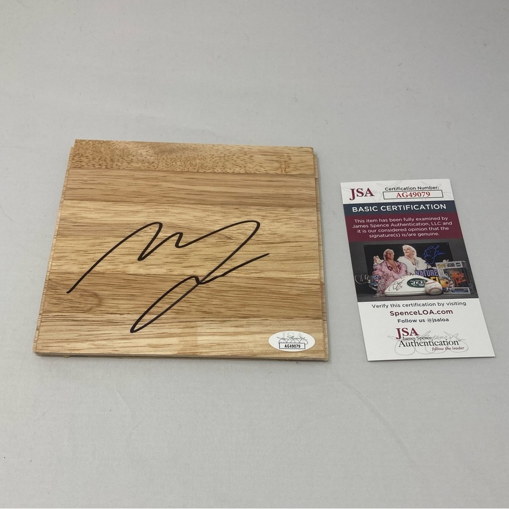 Moses Moody signed 6x6 Floor Golden State Warriors Arkansas Razorbacks JSA COA
